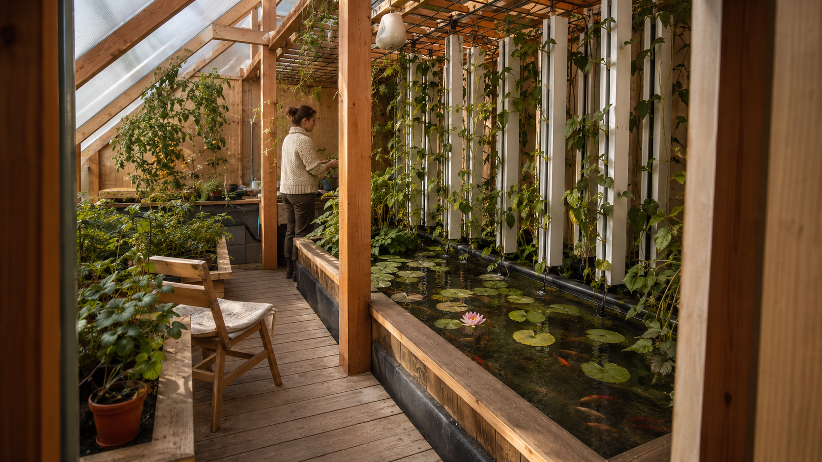 aquaponie intégrée serre