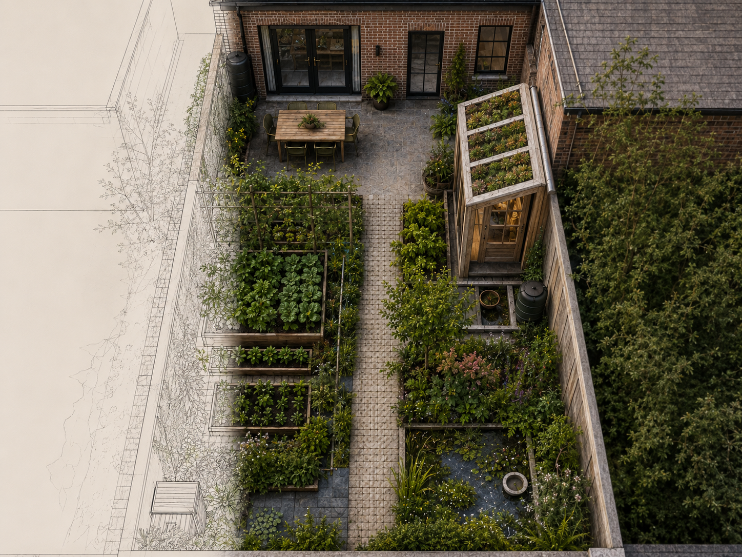 plan habitat nourricier projection jardin ville